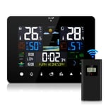 Station météo avec capteur extérieur sans fil, station météo numérique LCD avec moniteur de température/humidité/barométrique/prévisions/phase de lune/réveil pour maison bureau jardin ferme