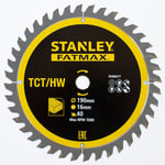 Stanley STA13365-XJ TCT Mitre Saw Blade 190 x 16 mm 40T Wood