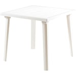 Table carre'e en re'sine blanche antichoc 80x80x72 cm pour jardin exte'rieur