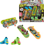 Hot Wheels Skate Coffret Squelettes Fluorescents, sur le thème de Tony Hawk, avec 4 fingerboards et chaussures de skate amovibles conçu en collaboration avec Tony Hawk, HXK84