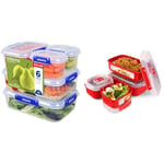 Sistema KLIP IT PLUS Food Storage Containers | 6 Piece Airtight Containers Set & Heat and Eat Microwave Set | 4 Rectangular Food Containers with Lids (2x 1.25L + 2x 525ml)