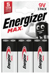 Energizer Max Alkaline 9V Batteries - Pack of 3