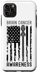 Coque pour iPhone 11 Pro Max Ruban gris pour la sensibilisation au cancer du cerveau - Drapeau américain