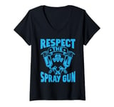 Womens Respect the Spray Gun Painter V-Neck T-Shirt