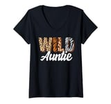 Womens Wild Auntie Zoo Born Two be Wild B-day Safari Jungle Animal V-Neck T-Shirt