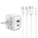 iPad Charger Cable and Plug Apple iPad Fast Charging Lightning Lead and Plug C for iPad Pro 12.9 11 2nd 3rd 4th 5th 6th Generation/Air 2 3rd 4th 5th/Mini 2 3 4 5 6/iPad 4th 5th 6th 7th 8th 9th 10th