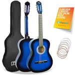 3rd Avenue 3/4 Size Kids Classical Guitar Spanish Nylon String Beginner Pack Bundle - 6 Months FREE Lessons, Bag, Strings – Blue