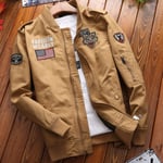 (xxL-Khaki)Huomaa, että nimikkeemme alkavat värillä ja koolla. Jos tarvitset eri väriä tai kokoa, ilmoita haluamasi väri tai koko. Bomber Jacket Miesten Muoti Casual Windbreaker Takki Takki Miesten Kevät ja Syksy Uusi Hot Outwear Stand Slim Military Embro