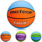 meteor Basketball Ballon Extérieur et Intérieur Surface Rugueuse Asphalte Granuleuse Mixte Couleur Enfant Jeunesse Doux et Bouncy Taille 3 Idéal pour Formation/Doux Basket-Ball Layup 3 (Orange/Bleu)