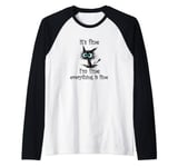 It's Fine I'm Fine Everything Is Fine Funny Black Cat Women Raglan Baseball Tee