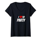 Womens I Love to Party Heart V-Neck T-Shirt