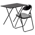 Folding Wooden Desk & Chair Set All Black