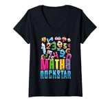 Womens Maths Rockstar Funny Maths Day Numbers Day Mathematics V-Neck T-Shirt