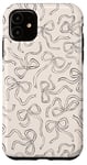 Coque pour iPhone 11 Nœud beige esthétique Coquette Line Art mignon nœuds neutres