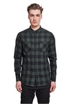 Urban Classics Mens Checked Flanell Flannel Shirt, Blk/Forest, 5XL UK