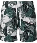 Urban Classics Vita badbyxor med palmlöv herr (XS,palm leaves)