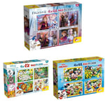 LISCIANI - LOT 3 Puzzles Disney - Reine des Neiges + Mickey Mouse + Classiques Disney - 4x48 Pièces Chacun - Double Face à Colorier - Feutres Inclus - Jeu Éducatif Enfants 4+ Ans - 35x25cm - Fabriqué