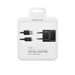 Samsung EP-TA12EBEUGWW - Chargeur Secteur Complet - Adaptateur 2A & Câble Micro USB - Noir (Emballage Original) - Neuf