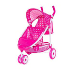 Roma Dotty Tandem Twin Double Dolls Pram - Pink Polka