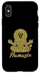 Coque pour iPhone X/XS Namaste Lion avec mandala amusant pour le yoga et la méditation