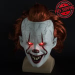 Halloween Cosplay Stephen King's It Pennywise Clown Mask Kostym Mask utan LED En storlek Mask med LED Mask with LED But 2XL