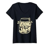 Womens Reading Is My Jam Bookworm Reading Book Lover Librarian V-Neck T-Shirt