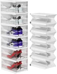 TIDYAVE Boîtes à chaussures empilables en plastique transparent - Installation facile - Boîte à chaussures tout-en-un avec portes - 6 niveaux - Pliable - Gain de place - Pour placard, entrée