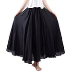 Aivtalk Jupe Femme Longue en Coton Lin Elégante Skirt Plissée Classique Pure Couleur Taille 85 cm Noir