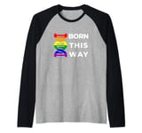 Gay Pride LGBTQ+ Born This Way Rainbow DNA Raglan Baseball Tee