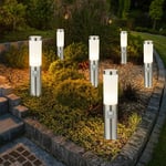 Borne led E27 lampadaire jardin extérieur avec détecteur de mouvement, étanche IP44, capteur, acier inoxydable argent opale, 11W 1055lm blanc chaud,