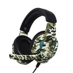 Vybe LED Headset with Camouflage Design for Play Station, Xbox, PC Gaming AUX-in Support Wired Cushioned Headphone with Adjustable Boom Microphone