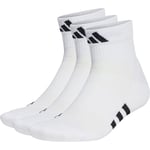 adidas Performance Cushioned 3 Pack Mid Cut Socks White Arch Support Gym Mens