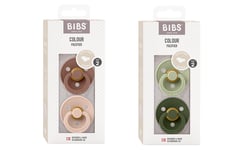 BIBS - Pacifier Colour 2 PACK Latex - Blush/Woodchuck & Sage/Hunter Green - Size 2