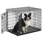 MidWest Homes for Pets 736UP Cage pour chien Ultima Pro Series 91,44 cm de long ; cage pour chien pliante en métal à double porte avec panneau de séparation, pieds à roulettes protégeant le sol