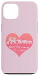 Coque pour iPhone 13 Cœur floral rose foncé Mama éléphant quatre bébés veaux