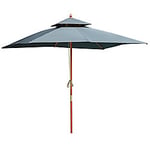 Outsunny Patio Umbrella 840-026CG Bamboo, Cotton, Polyester, plastic Grey