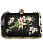 DOLCE & GABBANA Crystal Lily Flower Snakeskin Chain Clutch Bag VANDA 11314