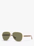 Gucci GC001244 Men's Aviator Sunglasses, Gold/Green