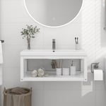 Design In - Cadre de lavabo de salle de bain,Meuble de rangement mural Blanc 79x38x31 cm Fer CFW267934