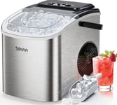 Silonn Ice Maker, Countertop Ice Machine 9 Cubes Ready in 6 Mins, 12 KG in 24Hrs, Self-Cleaning Ice Cube Maker with Ice Scoop and Basket, 2 Sizes of Bullet Ice for Home Kitchen Office Bar Party