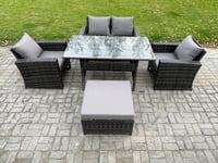 Wicker Outdoor Garden Furniture Set Patio Furniture Rattan Rectangular Dining Table Lounge Sofa Set