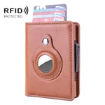 RFID Automatic Pop-Up Card Holder Multi-Function Locator Wallet For AirTag(Apricot)