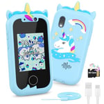 Telephone Portable pour Enfants, Ashfly Smartphone Portable Enfant 2 3 4 5 6 7 8 9 10 11 12 Ans,Téléphone Licornes, Smartphone Enfant avec Musique Podomètre Alarme Caméra, Cadeau de Noël pour Enfant