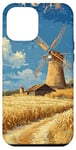 iPhone 12 Pro Max Wheat Fields With Windmills Landscape Vintage Graphic Case