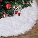 Jupe de Sapin de Noël, Tapis Sapin Noël, Blanc Peluche Neige Décorations d'arbre de Noël, Tapis en Fausse Fourrure, Décoration Noël Sapin, Tapis