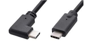 USB-kabel MicroConnect USB-C till USB-C, 10Gbps, USB 3.2 Gen.2, 60W, vinklad, 1m - Svart