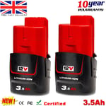 2-Pack For Milwaukee M12B2 M12 12v 3.5Ah Lithium-Ion Battery 48-11-2401 2-Pack