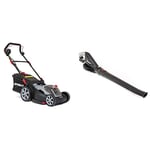 Sprint 18V Tondeuse à gazon Lithium-Ion 37 cm de largeur de coupe 370P18V, comprenant 1 batterie 5Ah et un chargeur, garantie 5 ans, Rouge + Souffleur Lithium-Ion Machine seule, vitesse d'air 225 km/h