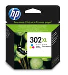 HP 302XL High Yield Tri-color Original Ink Cartridge blekkpatron 1 stykker Høyt (XL) utbytte Cyan, Fiolblå, Gult