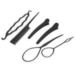 (Black）10pcs Heatless Curling Rod Headband Clips Comb Pull Hair Pin Cotton 